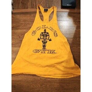 Golds Gym Muscle Tank Top Men’s 2XL Yellow Spaghetti Strap Made In USA